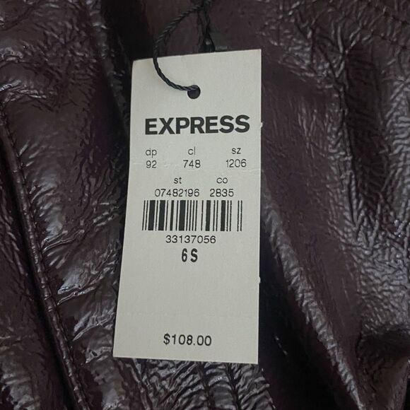 Express Purple Polyurethane Shiny Modern Straight Pants Super High Rise Size 6S - Picture 12 of 12